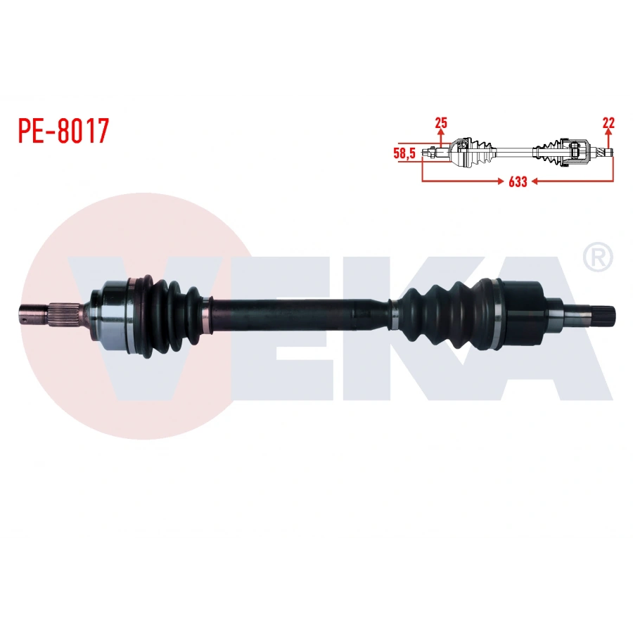 KOMPLE AKS SOL ON PEUGEOT 307 (3A/C) 1.4 MA SANZUMAN UZUNLUK 633mm 2000-2007