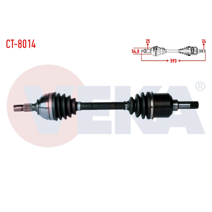 KOMPLE AKS SOL ON PEUGEOT PARTNER (5,5F) 1.9 D UZUNLUK 593mm 1996-2008