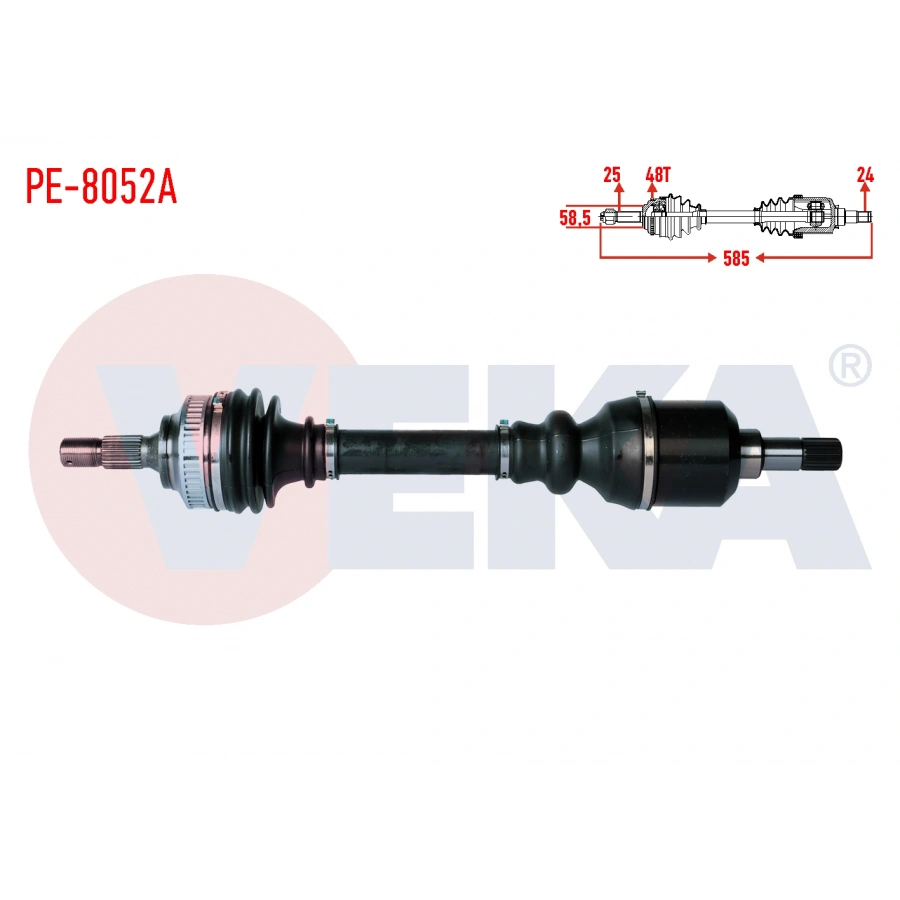 KOMPLE AKS SOL ON PEUGEOT PARTNER (ORTA KASA) 1.6 HDI ABSLI 48 DIS UZUNLUK 585mm 2003-2008