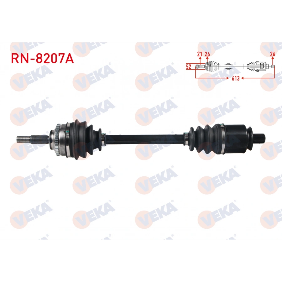KOMPLE AKS SOL ON RENAULT CLIO II (BB0/1/2,CB0/1/2) 1.4i 16v A-T ABSLI 26 DIS UZUNLUK 613 mm 1998-2005