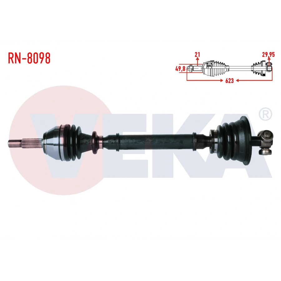 KOMPLE AKS SOL ON RENAULT CLIO II (BB0/1/2,CB0/1/2) 1.4i UZUNLUK 623 mm 1998-2005