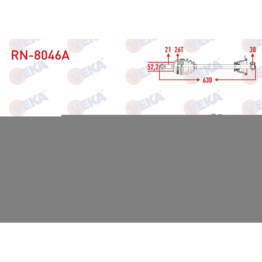 KOMPLE AKS SOL ON RENAULT CLIO II (BB0/1/2,CB0/1/2) 1.5 DCI ABSLI 26 DIS UZUNLUK 630 mm 1998-2005