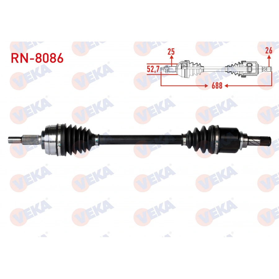 KOMPLE AKS SAG ON RENAULT FLUENCE (L30) 1.5 DCI 5 VITES UZUNLUK 931mm 2009-