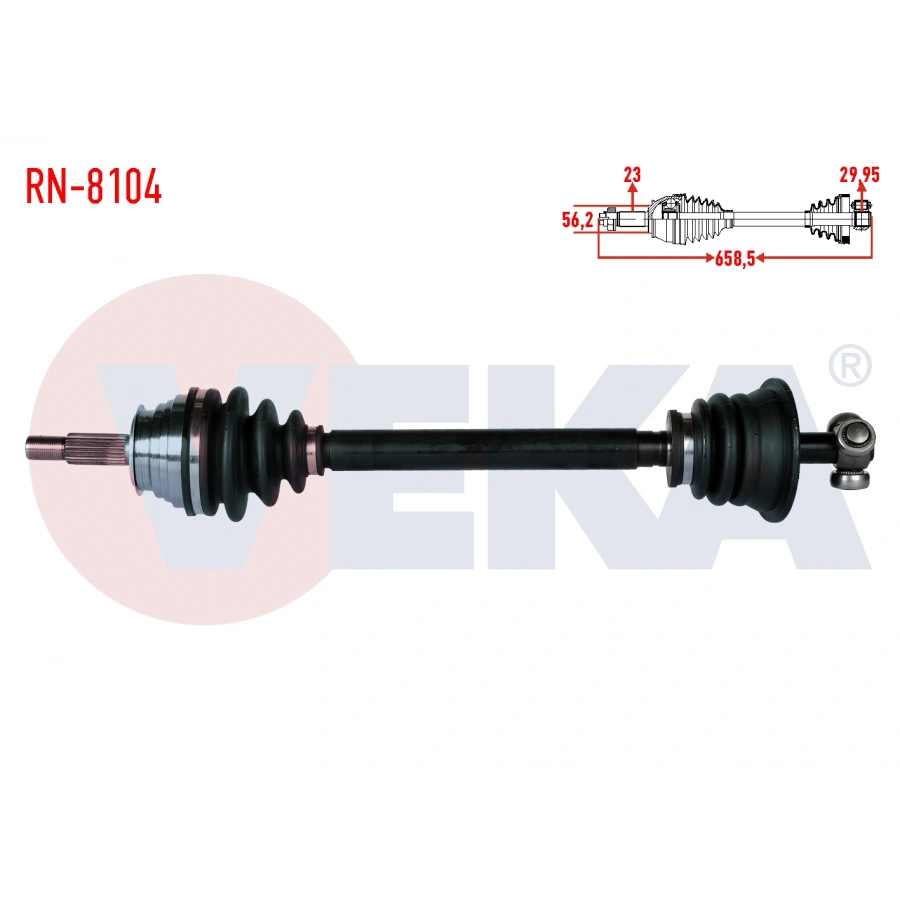 KOMPLE AKS SOL ON RENAULT LAGUNA I (B56-556) 2.0i 16v (N7Q MOTOR) A-T/M-T UZUNLUK 658,5 mm 1993-2001