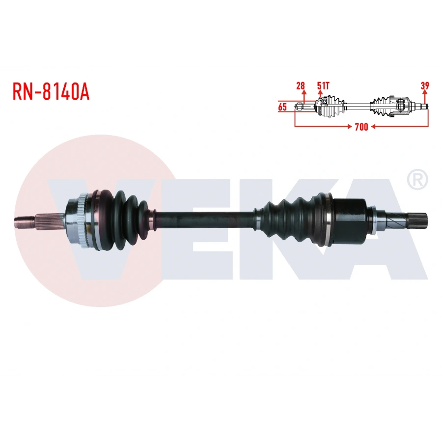 KOMPLE AKS SOL ON RENAULT MASTER II (FD) 2.5 DCI ABSLI 51 DIS 28X39 UZUNLUK 700mm 2006-2010