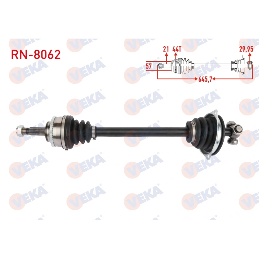 KOMPLE AKS SOL ON RENAULT MEGANE I 1.6 8v - 1.6i 16v ABSLI 44 DIS UZUNLUK 645,7 mm 1996-2003