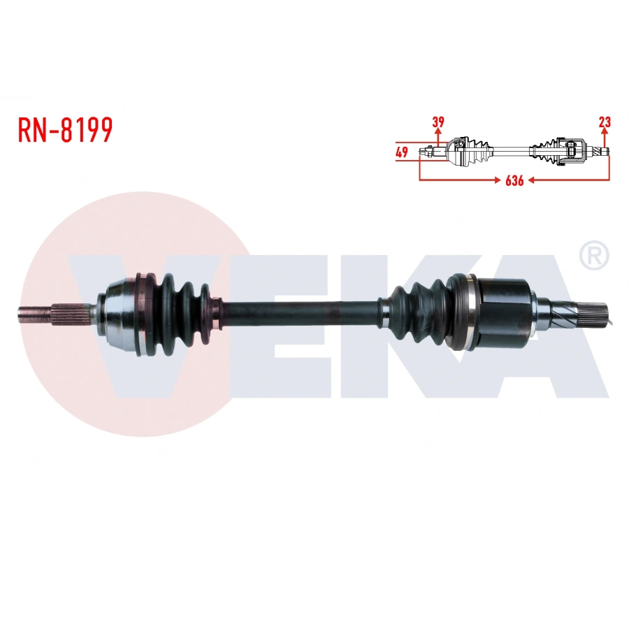 KOMPLE AKS SOL ON RENAULT MEGANE II (BM0/1,CM0/1) 2.0 M-T UZUNLUK 636mm 2002-2008