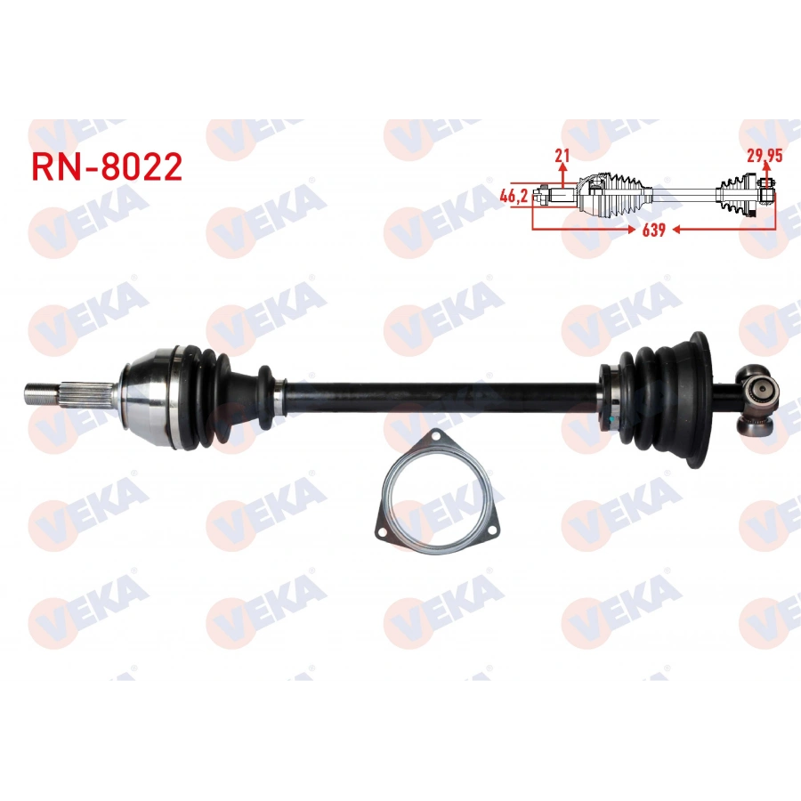 KOMPLE AKS SOL ON RENAULT R19 1.4 UZUNLUK 641,2mm 1988-2001