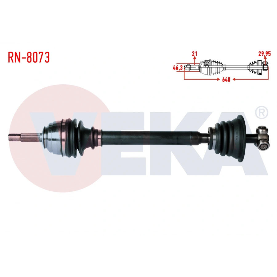 KOMPLE AKS SOL ON RENAULT R21 (B48,L48) MANAGER 1.7 UZUNLUK 648mm 1986-1993