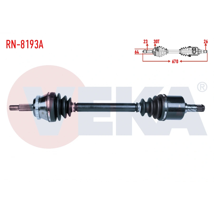 KOMPLE AKS SOL ON RENAULT SAFRANE II (B54_) 2.0 16v ABSLI 30 DIS UZUNLUK 670mm 1996-2000