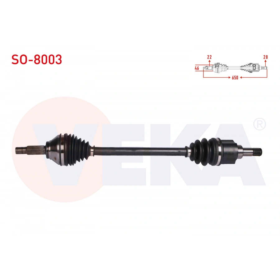 KOMPLE AKS SOL ON SKODA CITIGO 1.0 A-T/M-T UZUNLUK 650 mm 2011-
