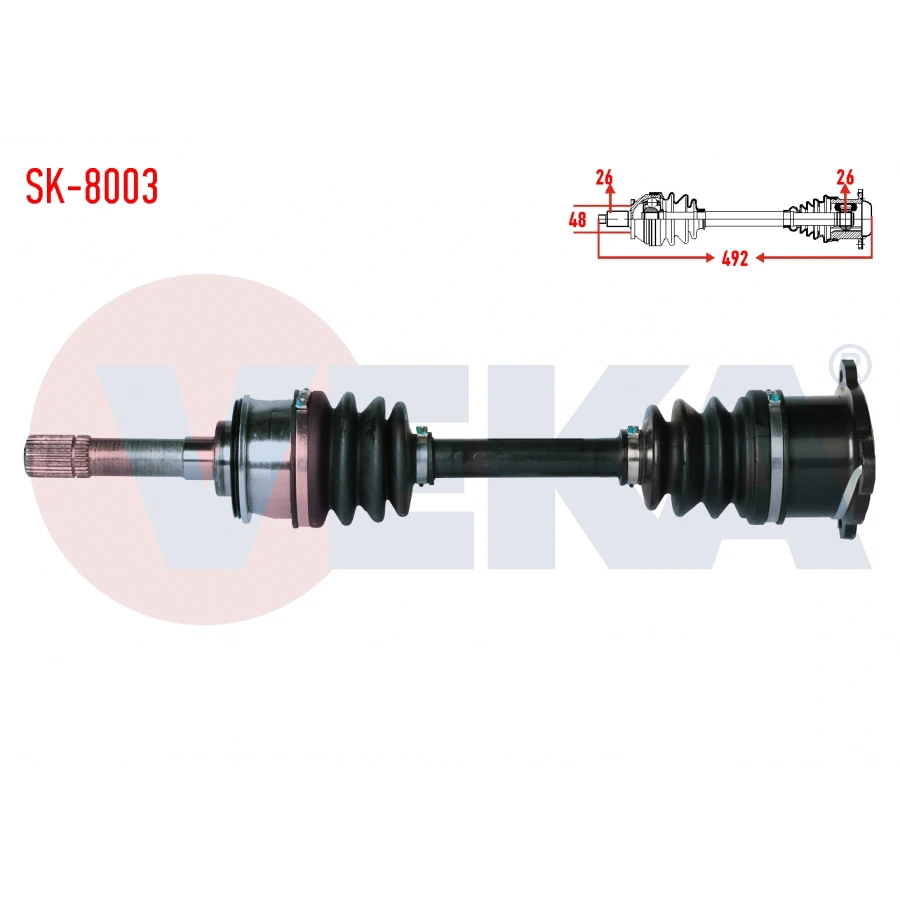 KOMPLE AKS SOL ON SUZUKI VITARA (ET,TA) 1.6i 16v UZUNLUK 492mm 1988-1999