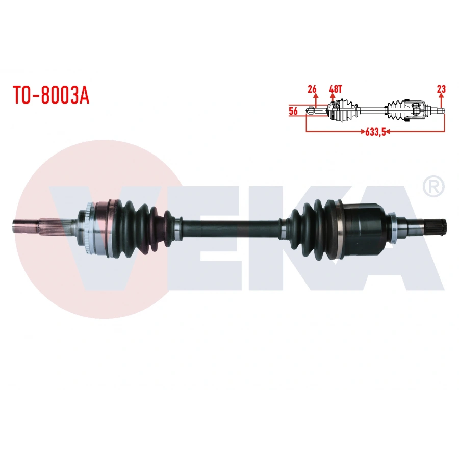 KOMPLE AKS SOL ON TOYOTA COROLLA (_E12_) 1.4 VVT-I ABSLI 48 DIS UZUNLUK 633.5mm 2002-2007