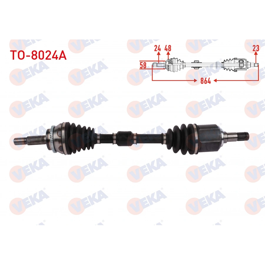 KOMPLE AKS SOL ON TOYOTA VERSO (ZER_, ZZE12_, R1_) 1.6 A-T/M-T ABSLI 48 DIS UZUNLUK 650mm 2004-2009