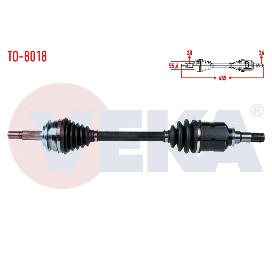 KOMPLE AKS SOL ON TOYOTA YARIS (P9) 1.4 D-4D M-T UZUNLUK 655mm 2006-2010