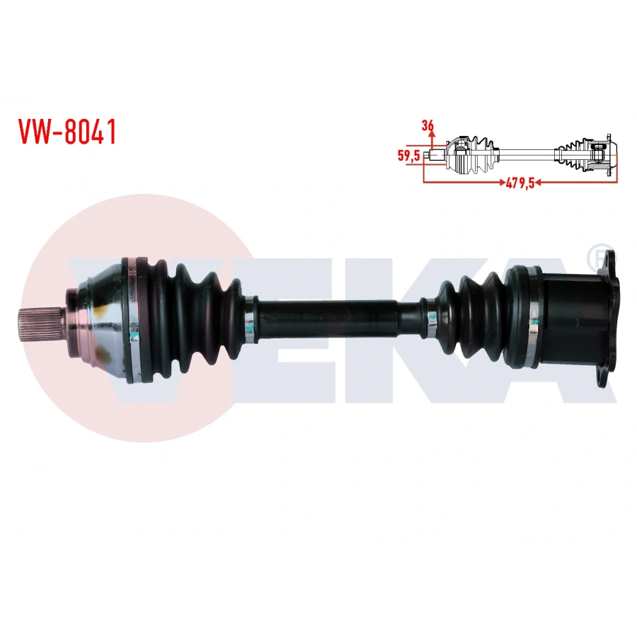 KOMPLE AKS SOL ON UZUNLUK 479,5mm VW GOLF VII (5G1) 2.0 TDI A-T DSG 13-/ PASSAT (362) 2.0 TDI A-T 10-14/ CADDY IV (SAA) 2.0 TDI A-T 15-/ CC B7 (358) 2.0 TDI A-T 12-16 /AUDI A3 (8V1) 2.0 TDI A-T 12-16