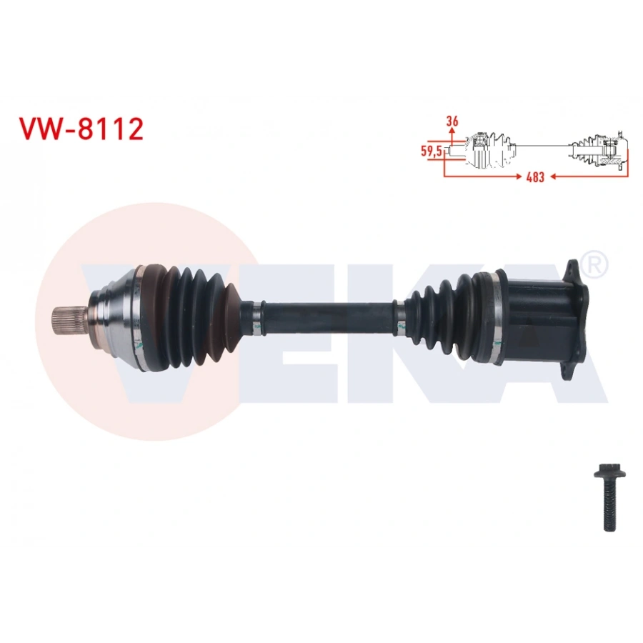 KOMPLE AKS SOL ON UZUNLUK 483mm VOLKSWAGEN PASSAT (3G2) 2.0 TDI A-T 2014-/ SKODA SUPERB (3V3) 2.0 TDI A-T 2015-