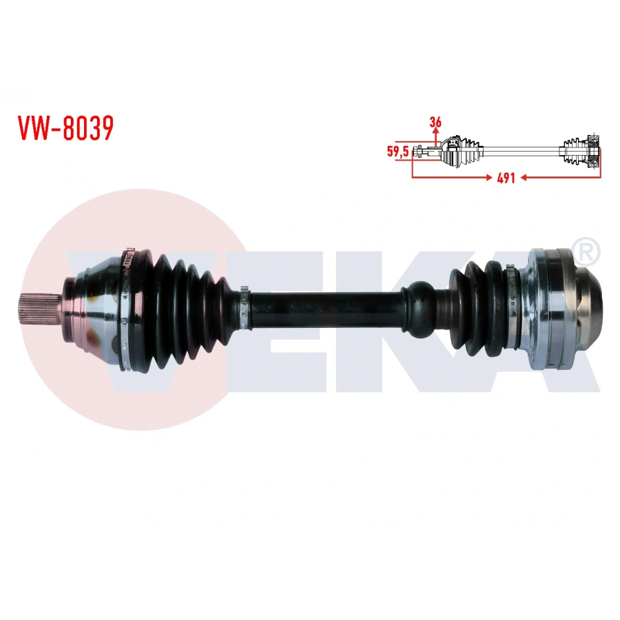KOMPLE AKS SOL ON VOLKSWAGEN TIGUAN (5N_) 1.4 TFSI M-T UZUNLUK 490mm 2007-2016
