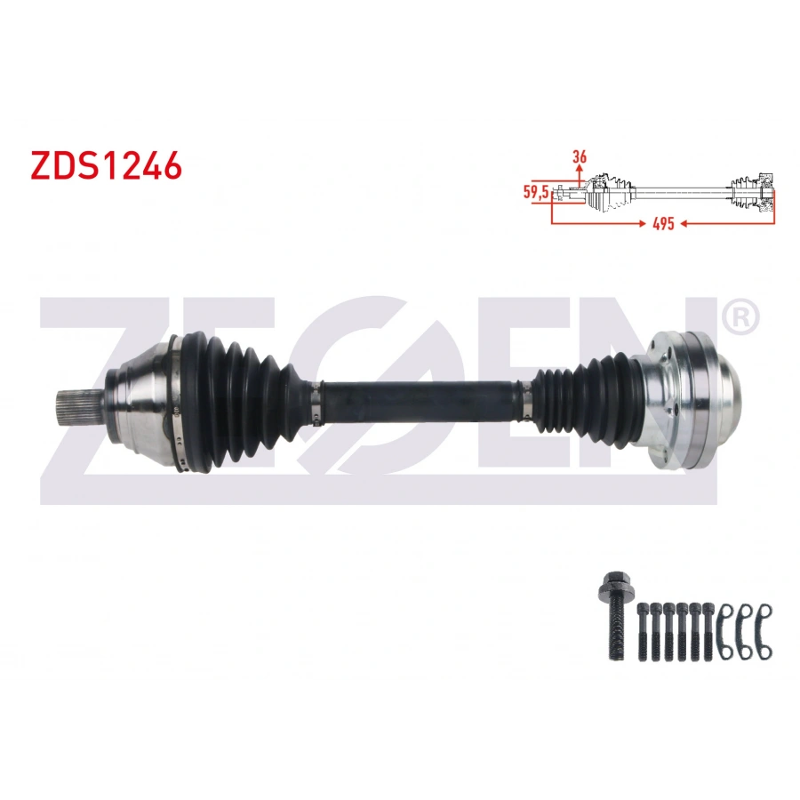 KOMPLE AKS SOL ON UZUNLUK 495mm VOLKSWAGEN GOLF V (1K1) 1.4 TSI A-T 2003-2009/ JETTA III (1K2) 1.4 TSI A-T 2005-2010/ GOLF PLUS (5M1) 1.4 TSI 2006-2008
