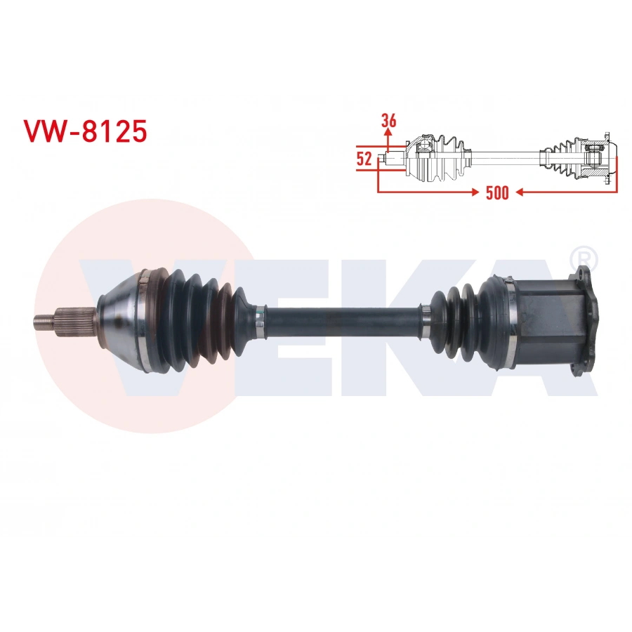 KOMPLE AKS SOL ON UZUNLUK 500mm VOLKSWAGEN POLO (AW1) 1.0 TSI DSG 2017-/ SEAT IBIZA V (KJ1) 1.0 TSI DSG 2017- / SKODA KAMIQ (NW4) 1.0 TSI DSG 2019-