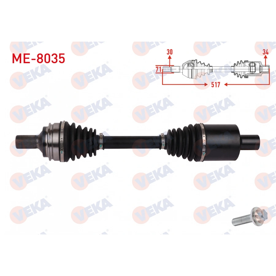 KOMPLE AKS SOL ON UZUNLUK 517mm MERCEDES GLK-SERISI (X204) 350 CDI 2012-2015