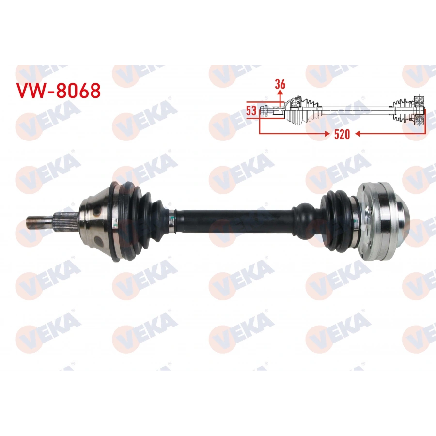 KOMPLE AKS SOL ON UZUNLUK 520mm VW GOLF IV (1J1) 1.9 TDI 97-05/ BORA (1J2) 1.9 TDI 98-05/ AUDI A3 (8L1) 1.8 T - 1.9 TDI 96-03/ SEAT LEON (1M1) 1.9 TDI 99-06/ SKODA OCTAVIA (1U2) 1.9 TDI 96-04