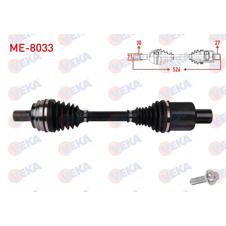 KOMPLE AKS SOL ON UZUNLUK 526mm MERCEDES C-SERISI (W205) C200 C220 C250 C400 4-MATIC 2014-