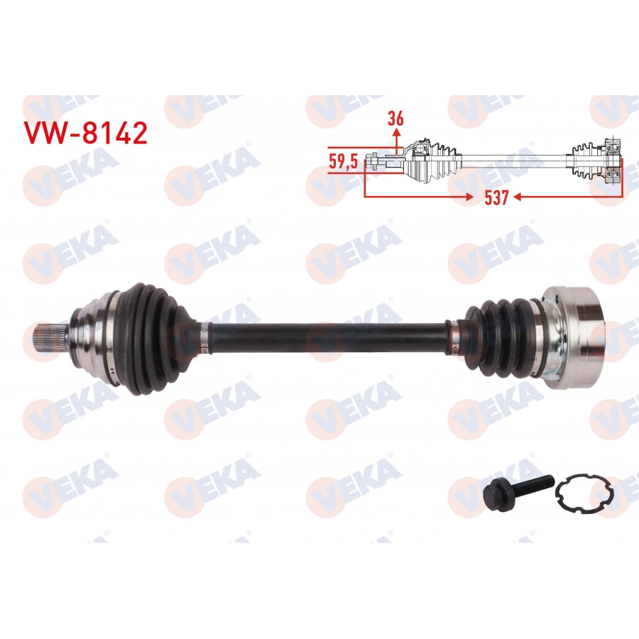 KOMPLE AKS SOL ON UZUNLUK 537mm VOLKSWAGEN JETTA IV 1.2 TSI 6MT 2014-2017 / BEETLE 1.2 TSI 6MT 2011-2019