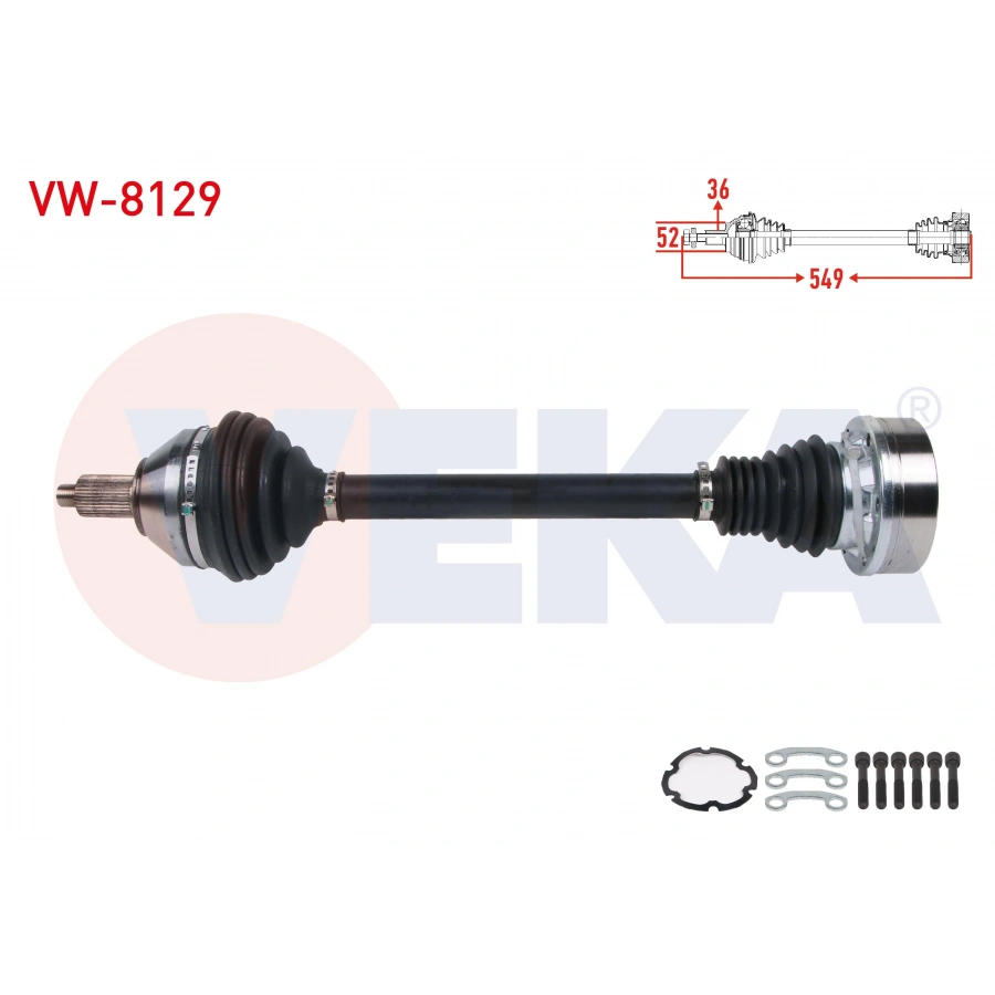 KOMPLE AKS SOL ON UZUNLUK 549mm VOLKSWAGEN POLO (6R) 1.4 TDI M-T 2014-/ SKODA FABIA (NJ3) 1.4 TDI M-T 2014-/ RAPID 1.4 TDI M-T 2013-/ SEAT IBIZA IV (6J5) 1.4 TDI M-T 2015-