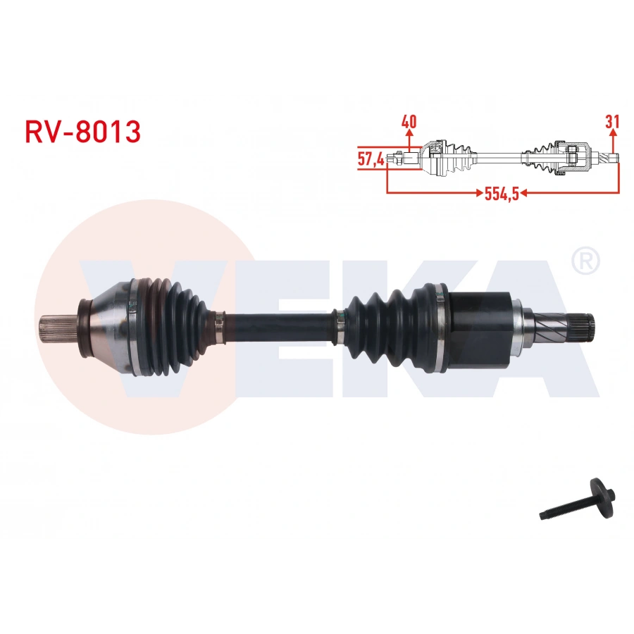 KOMPLE AKS SOL ON UZUNLUK 554,5mm LAND ROVER FREELANDER II 2.2 TD4 6 M-T 2006-2014