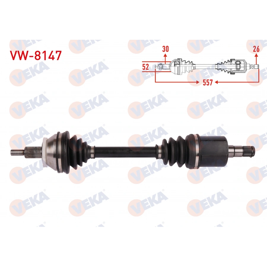 KOMPLE AKS SOL ON UZUNLUK 557mm VOLKSWAGEN POLO 1.4 - 1.6 A-T 2006-2009 / SKODA FABIA 1.6 A-T 2007-2014 / SEAT IBIZA 1.6 A-T 2006-2009