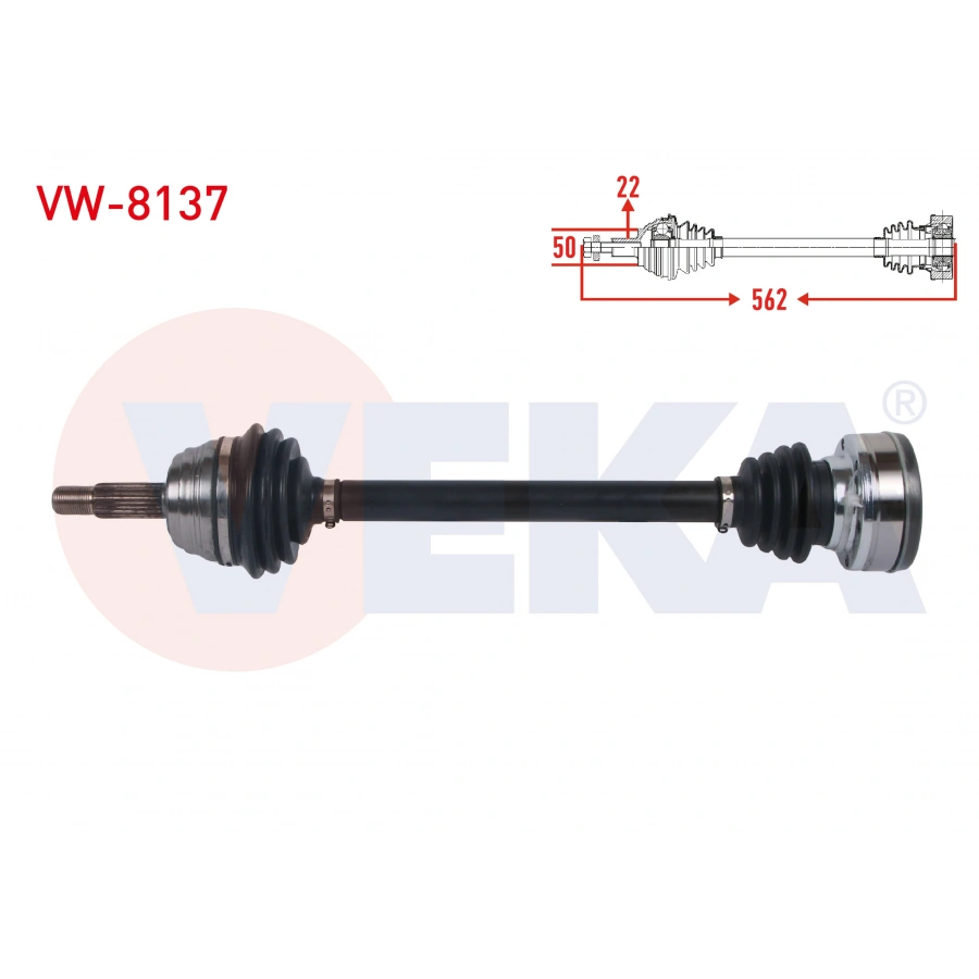 KOMPLE AKS SAG ON UZUNLUK 760mm VOLKSWAGEN POLO CLASSIC 1.6 M-T 1995-2001 / SEAT IBIZA II 1.3 - 1.4 - 1.6 M-T 1993-2002 / CORDOBA 1.6 M-T 1993-2002