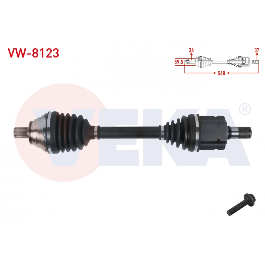 KOMPLE AKS SOL ON UZUNLUK 568mm VOLKSWAGEN PASSAT (3G2) 2014- CADDY V (SK) 2021- TIGUAN (AD1) 2016 - ARTEON (3H7) 2.0 TSI A-T 2017- / AUDI Q3 (F3B) 2.0 TDI A-T 2018- / AUDI Q3 (F3B) 2.0 TDI A-T 2018-