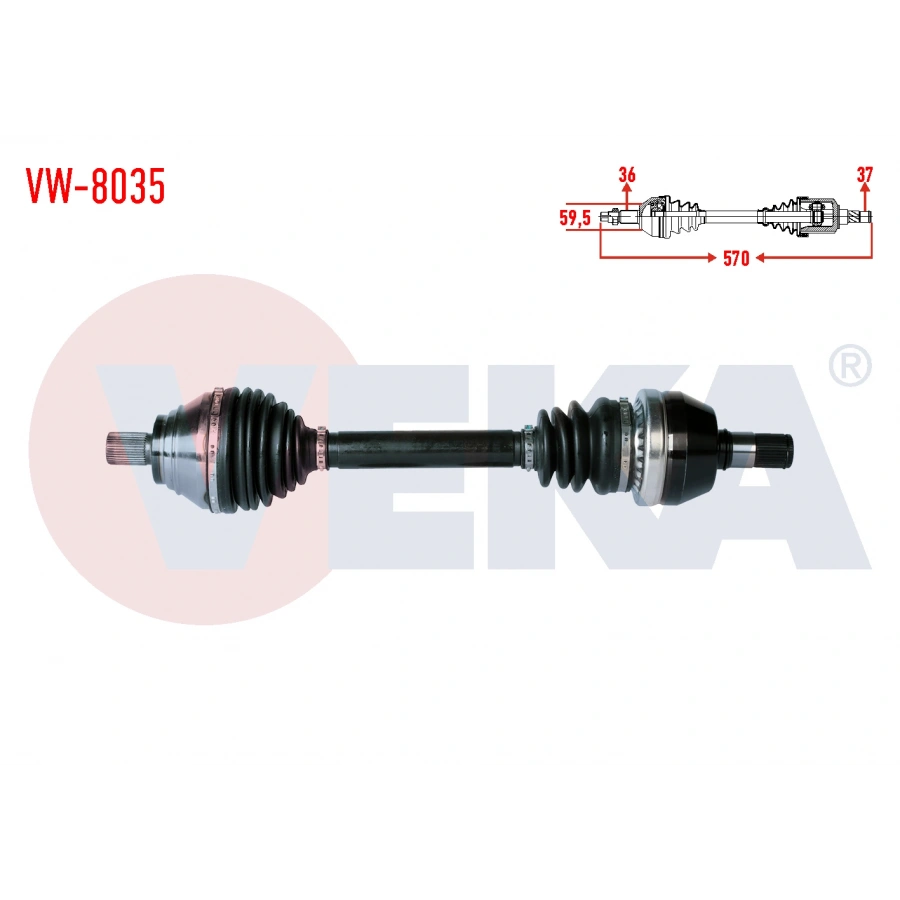 KOMPLE AKS SOL ON UZUNLUK 570mm VOLKSWAGEN TIGUAN (AD1) 1.5 TSI A-T 2018-/ ARTEON 1.5 TSI 2017-/ SEAT TARRACO 1.5 TSUD 2018-/ SKODA KODIAQ 1.5 TSI A-T 2018-