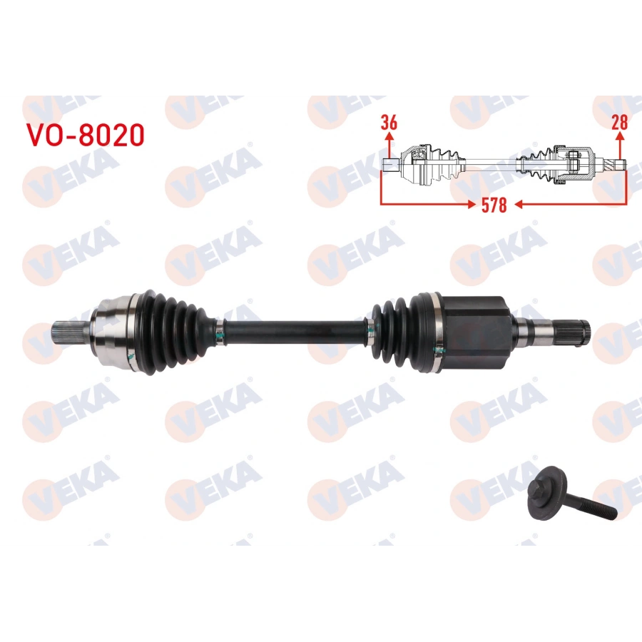 KOMPLE AKS SOL ON UZUNLUK 578mm VOLVO V40 COUNTRY T4 1.6 DIZEL BENZINLI A-T 2014-