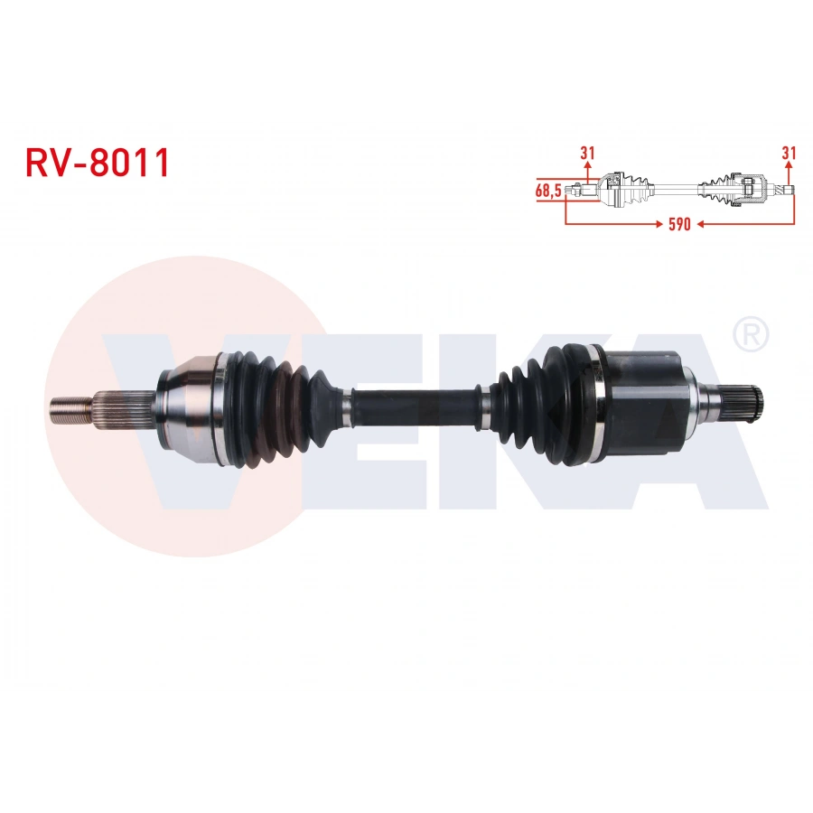 KOMPLE AKS SOL ON UZUNLUK 590mm LAND ROVER EVOQUE (L538) 2.0 TD4 - 2.2 TD4 A-T 4X4 2012-/ DISCOVERY SPORT (L550) 2.0 TD4 A-T 4X4 2014-