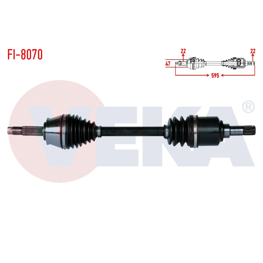 KOMPLE AKS SOL ON UZUNLUK 595mm FIAT PALIO-SIENA 1.2i-1.4i-1.6i (C514 SNZ) 1999-2002 / ALBEA 2002-2010