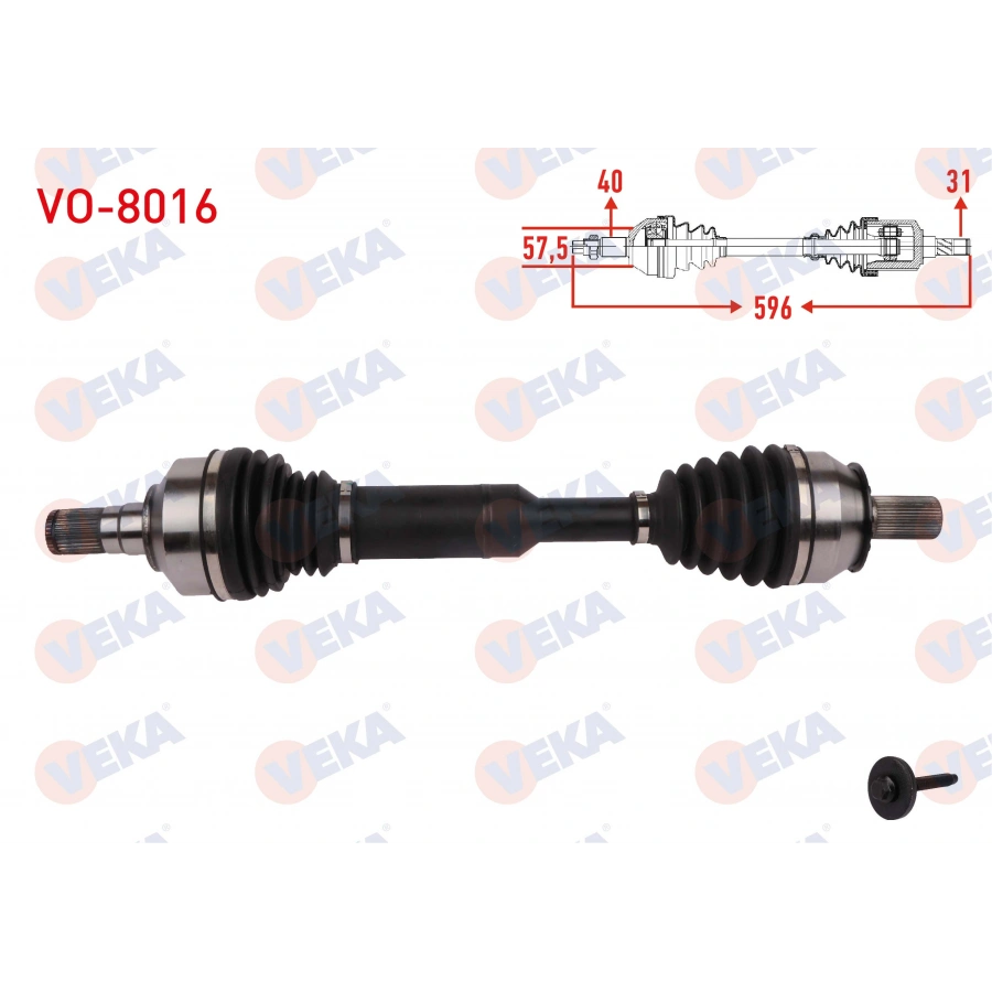 KOMPLE AKS SOL ON UZUNLUK 596mm VOLVO XC60 D3 - D4 -T5 -T6 A-T 2015-