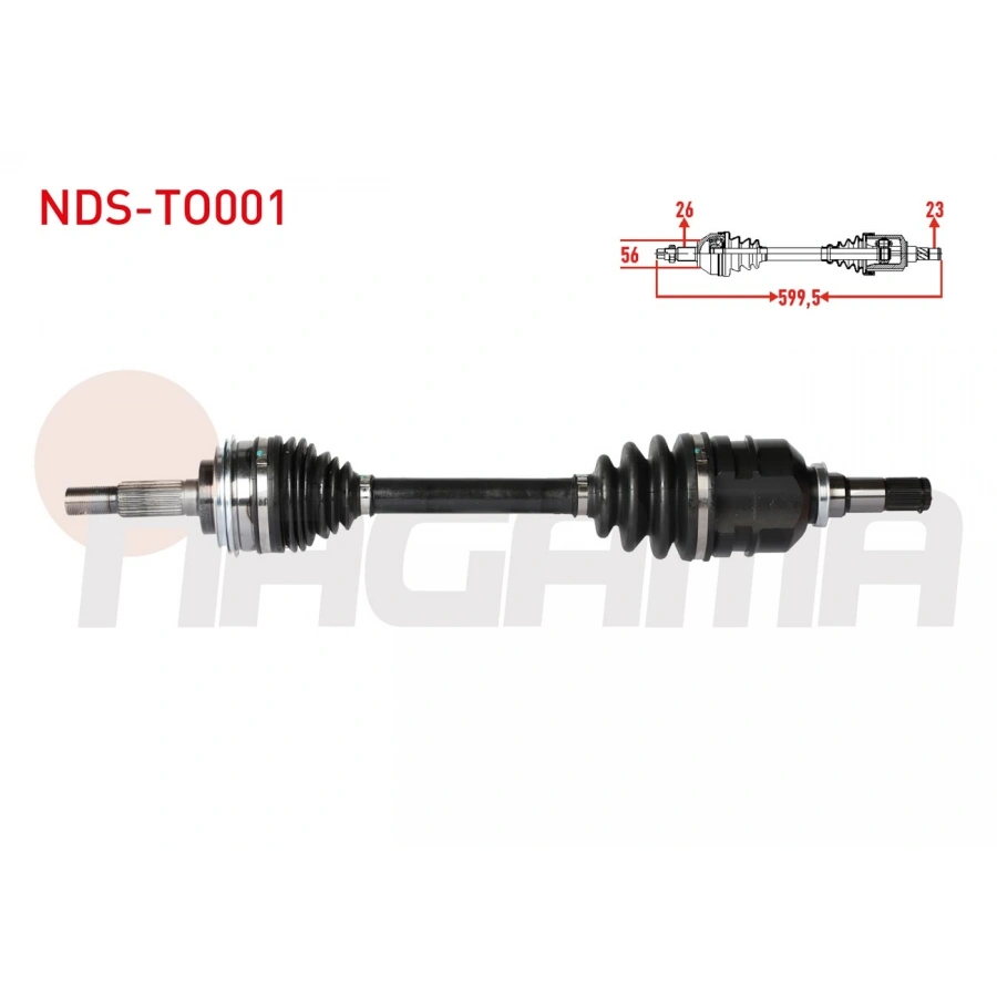 KOMPLE AKS SOL ON UZUNLUK 599,5mm TOYOTA COROLLA (_E10_) 1.6i 1992-1997 / COROLLA (_E11_) 1.6i 16v 1997-2002