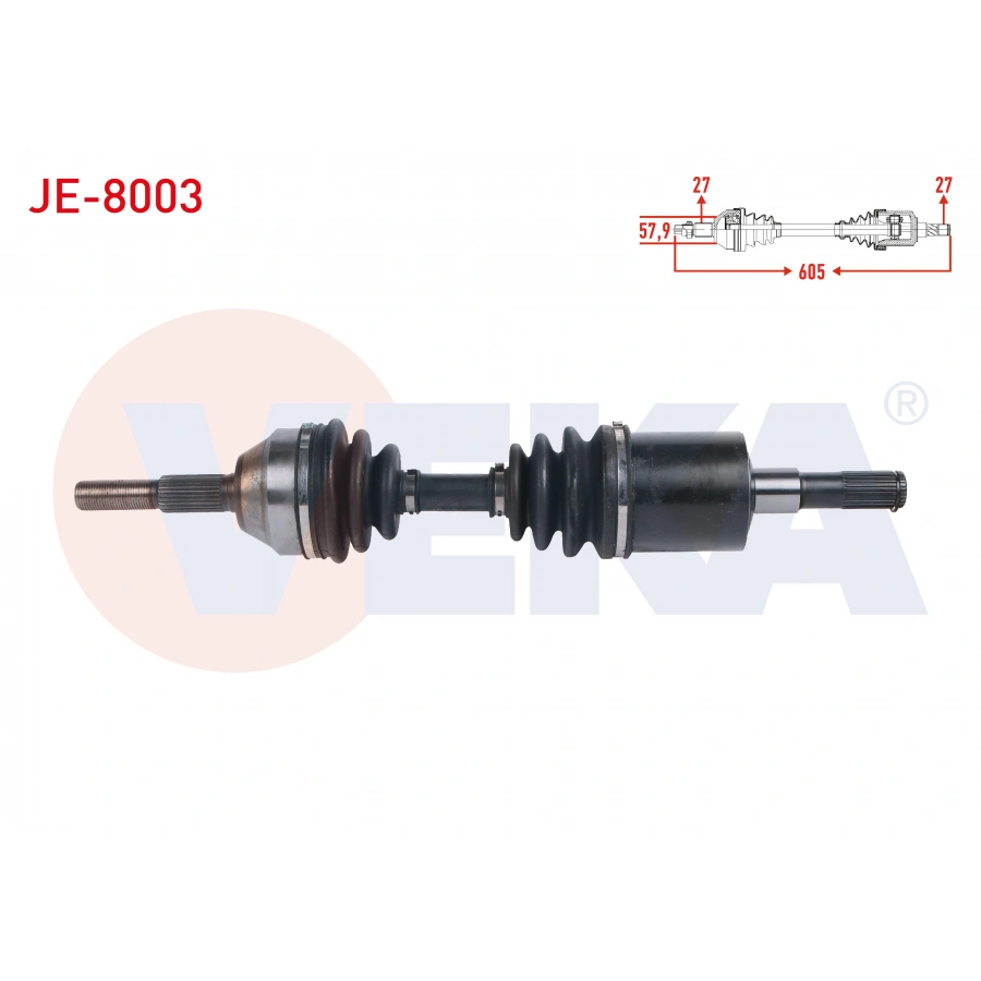 KOMPLE AKS SOL ON UZUNLUK 605mm JEEP CHEROKEE (KJ) 2.8 CRD - 3.7 2001-2008