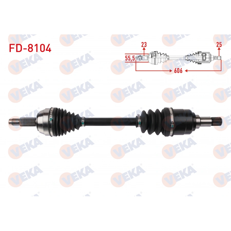 KOMPLE AKS SOL ON UZUNLUK 606mm FORD FIESTA IV 1.25i 1.4 16V M-T 1995-2002