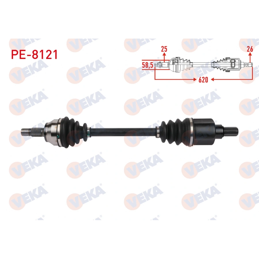 KOMPLE AKS SOL ON UZUNLUK 620mm PEUGEOT 207 1.6 VTi 2007-2012 / 2008 1.6 VTi 2013-