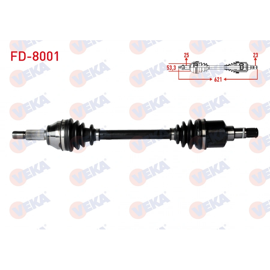 KOMPLE AKS SOL ON UZUNLUK 621mm FORD FIESTA V 1.4 TDCI M-T 01-08/ FIESTA VI 1.5 TDCI M-T 08-12/ FIESTA VII 1.5 TDCI M-T 12-/ B-MAX 1.0i -1.4i M-T 12-/ FUSION 1.4 TDCI M-T 02-10