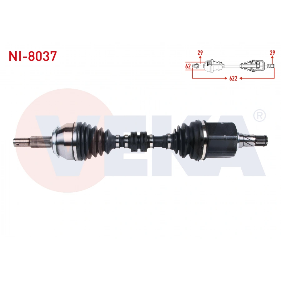 KOMPLE AKS SOL ON UZUNLUK 622mm NISSAN QASHQAI (J11) 1.6 DCI 4X4 M-T 2014-/ RENAULT KADJAR 1.6 DCI M-T 2018-