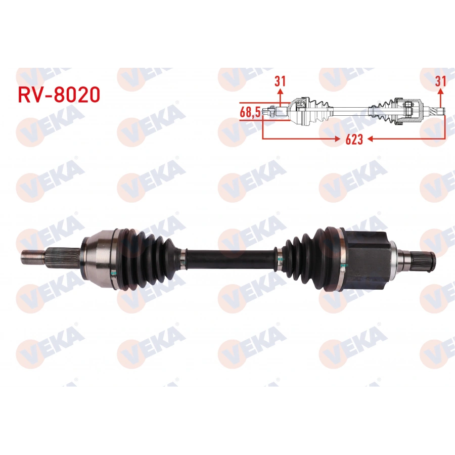 KOMPLE AKS SOL ON UZUNLUK 623mm LAND ROVER EVOQUE 2.0 4X4 A-T 2011-2019