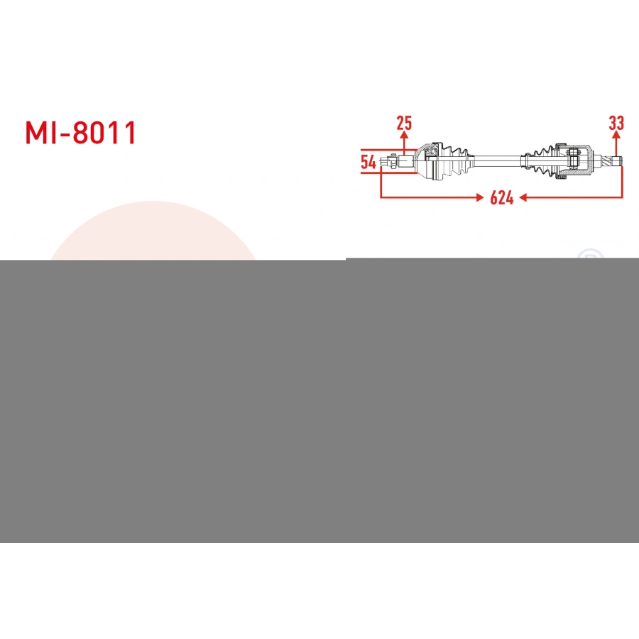 KOMPLE AKS SOL ON UZUNLUK 624mm MITSUBISHI COLT VI 1.3 M-T 2002-2012 / SMART FORFOUR 1.1 2004-2006
