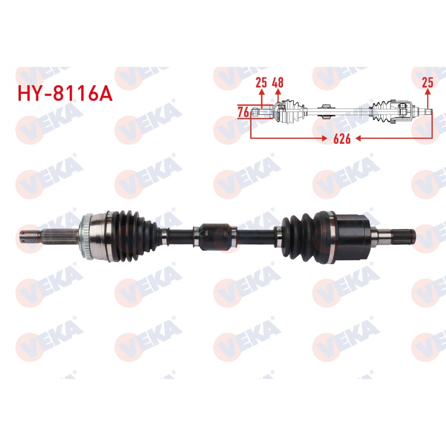 KOMPLE AKS SOL ON UZUNLUK 626mm ABSLI 48 DIS HYUNDAI GETZ 1.4 A-T 2006-