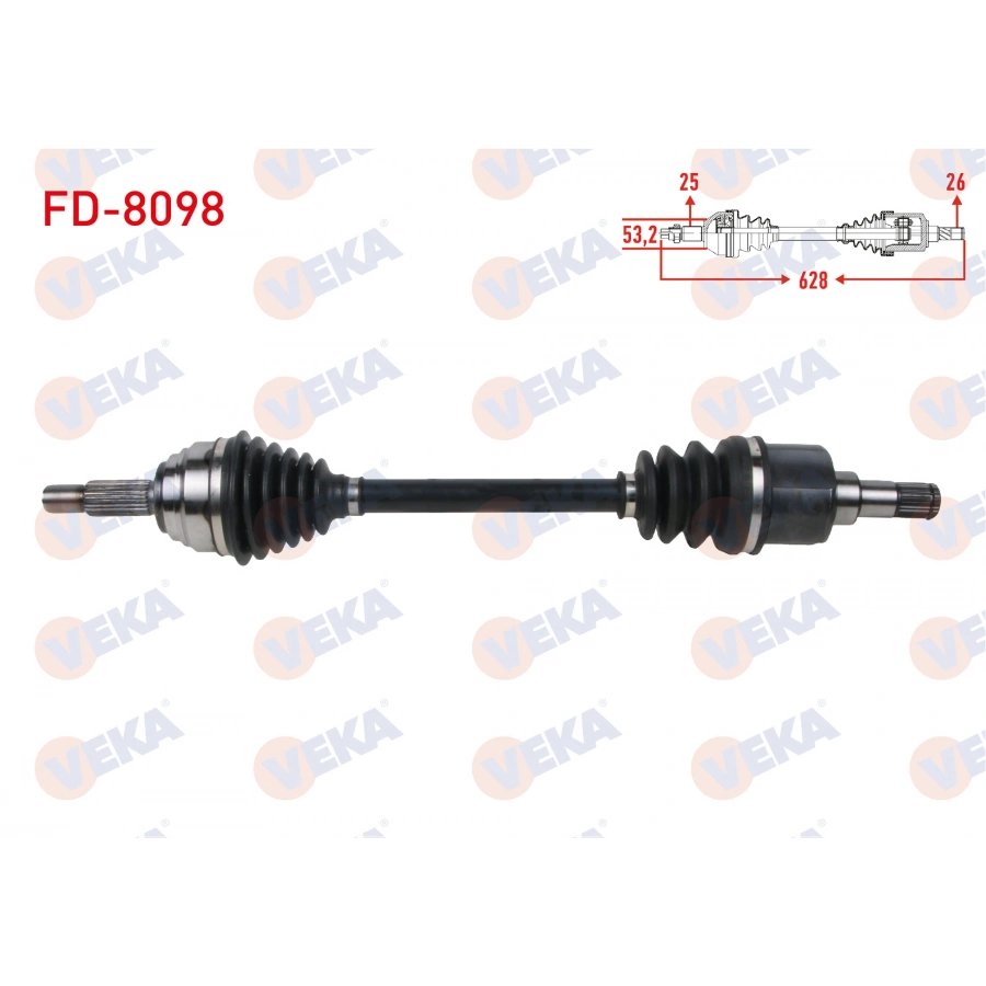 KOMPLE AKS SOL ON UZUNLUK 628mm FORD FIESTA VII 1.5 TDCI 2017-