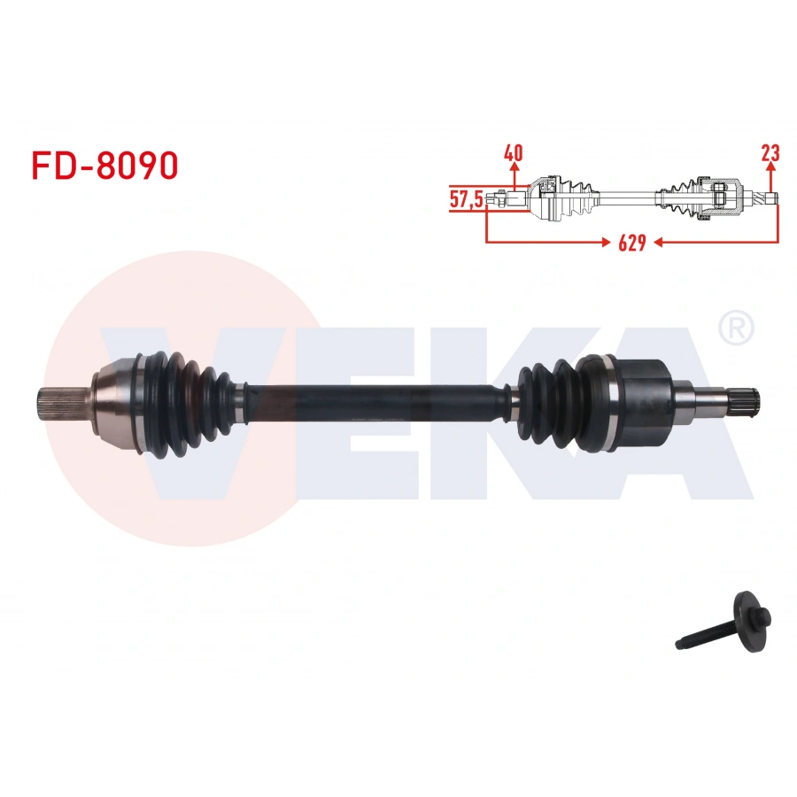 KOMPLE AKS SOL ON UZUNLUK 629mm FORD MONDEO IV 1.6 M-T 2007-2014
