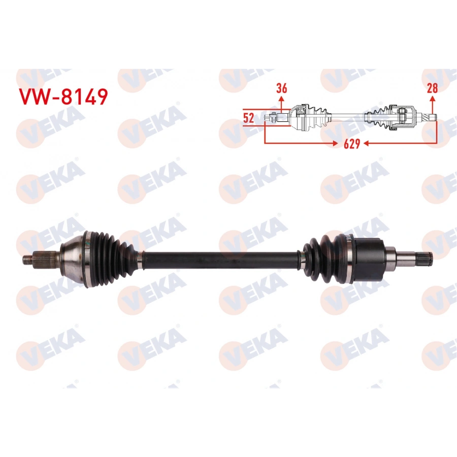KOMPLE AKS SOL ON UZUNLUK 629mm VOLKSWAGEN POLO 1.4 - 1.6 M-T 2006-2009 / SKODA FABIA 1.6 M-T 2007-2014 / SEAT IBIZA 1.6 M-T 2006-2009